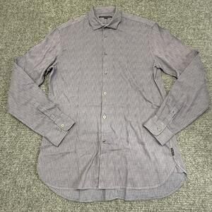 John Varvatos USA Shirt Mens Medium Blue Pink Cotton Long Sleeve Button Front